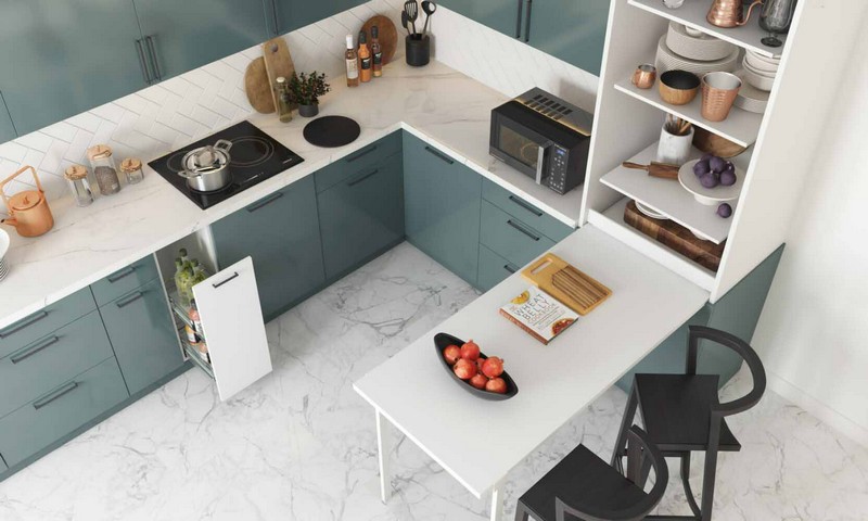 Portable kitchen with foldable dinning