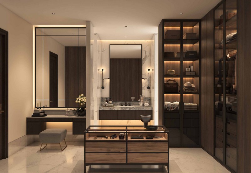 Dressing room with wash basin